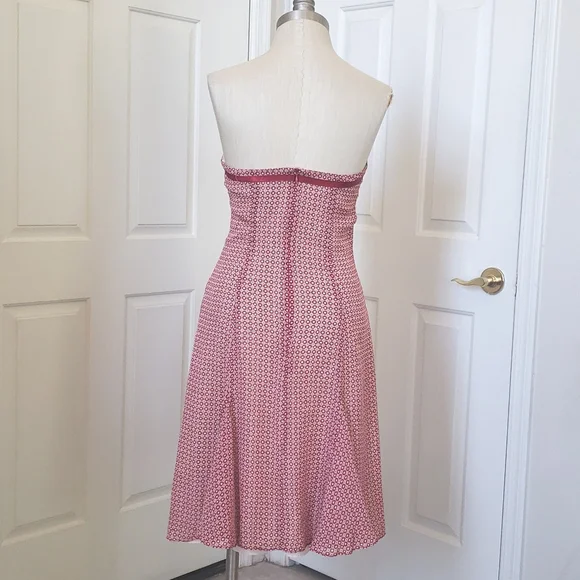 VICTORIAS SECRET MODA INTERNATIONAL Strapless Dress Burgundy Ivory SIZE 4 - Picture 5 of 15